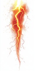 Poster - Fiery lightning bolt digital art, white background, game design
