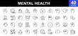 © mi-vector - Mental health icons set.  Containing depression, anxiety, stress, mental care, empathy, loneliness, bipolar, PTSD, psychology symbol, panic, mind disorder and more. Vector illustration