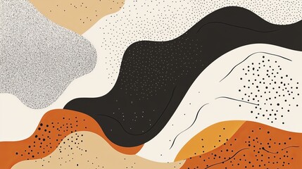 Poster - Abstract Organic Shapes Background Modern Design Trendy Beige Orange Black Color Palette Digital Art Print Minimalist Style Elegant Texture Vector    