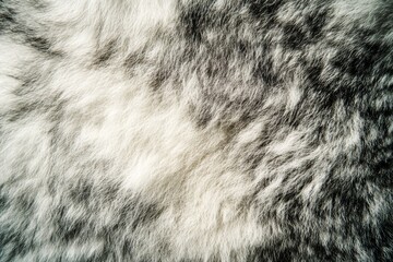 a close-up of soft, fluffy fur in black and white patterns, creating an abstract and cozy texture.