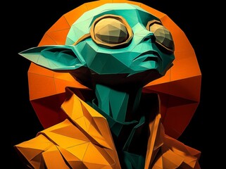 Poster - A 3D rendered synthwave style depiction of an alien