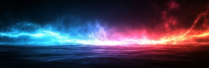 Poster - A vibrant horizontal wave background in royal blue, soft pink, and deep magenta, suitable for use as a texture, background, or wallpaper