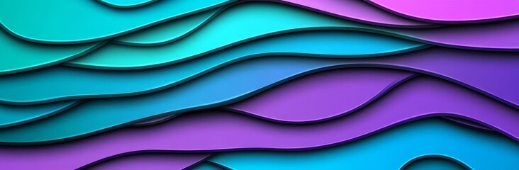 Poster - A horizontal colorful abstract wave background featuring lavender, moderate violet, and teal blue colors, suitable for use as a texture, background, or wallpaper