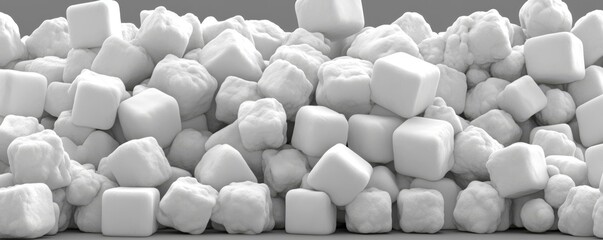 Poster - A 3D render featuring grey metal cubes set against a modern futuristic background