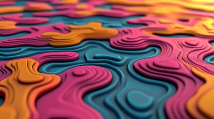 Poster - A 3D render of an abstract background featuring beautiful rainbow waves, suitable for digital illustrations such as wallpapers, posters, and covers