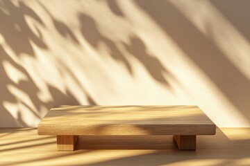 Poster - wooden display, sunlight, shadows, studio, product placement