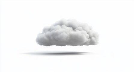 Wall Mural - fluffy cloud floats on white background; digital rendering for design