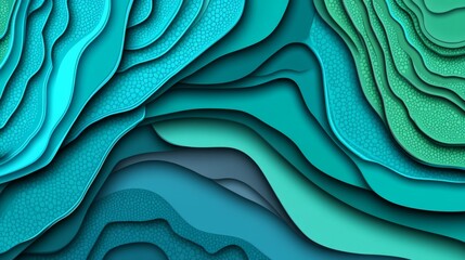 Fototapete - Aesthetic green teal monochrome backgrounds and textures combined with colorful abstract art, featuring minimalist presentation and abstract organic shapes