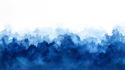 Poster - A painting of a blue and white background with a blue line in the middle, resembling a wave. The blue line is the main focus of the painting, and it is moving across the canvas