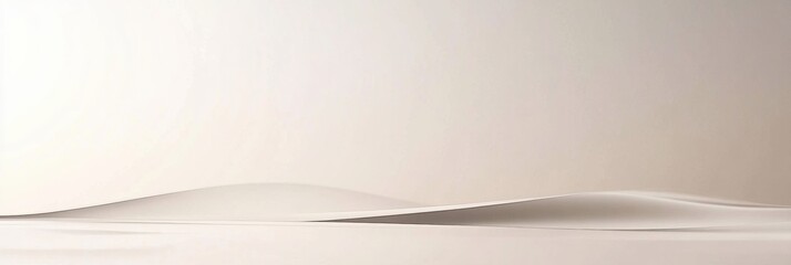 Poster - Smooth, flowing lines create a tranquil landscape with a minimalistic, solid color background in soft tones. Generative AI