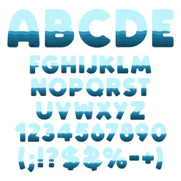 Alphabet, letter, number and sign from layers. Isolated vector objects on white background.