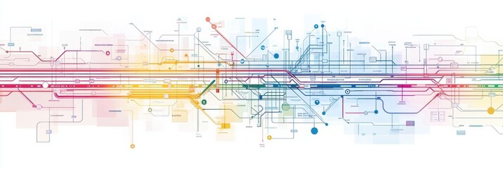 Aufkleber - Metro station layout and subway plan showcasing underground public transport network. Generative AI