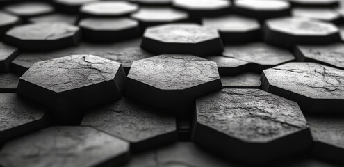 Poster - 3d illustration of grey hexagons on a modern background