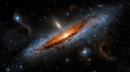 Wall Mural - a luminous galaxy displays swirling arms of gas and dust, with bright stars scattered throughout the