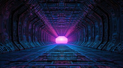 Poster - A 3D depiction of a futuristic kaleidoscopic pattern featuring pink and turquoise colors