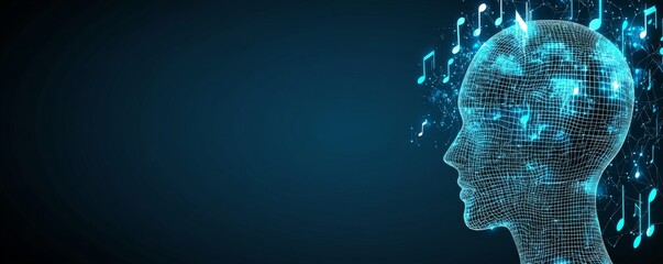 Fototapete - digital human visage. stock ai. dispersion, dissolution, disintegration process. 3d render illustrat
