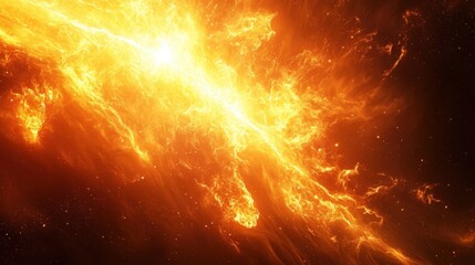 Wall Mural - a powerful solar explosion bursts forth, sending fiery tendrils across the darkness of space. the ex