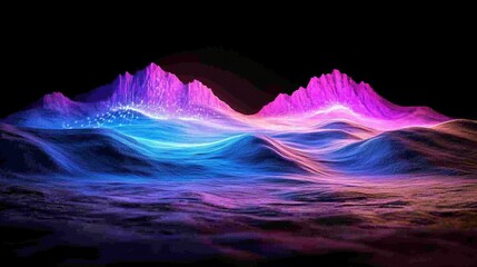 Fototapete - Digital background composed of rounded colored lines. A space that shows information flow. Big data visualization. 3D rendering
