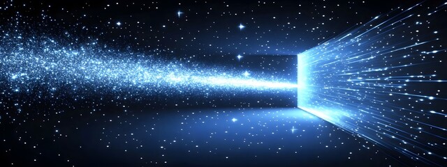 vector illustration of glowing blue stars on a black background