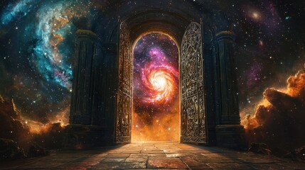 Wall Mural - a colorful galaxy with a large spiral in the middle