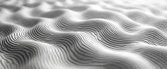 Aufkleber - Monochrome abstract pattern of topographic contour lines creating dynamic 3D effect with undulating curves layers. Contemporary artistic conceptual wallpaper background relief depth, organic flow,