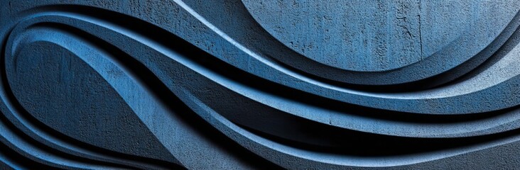 Poster - A visually stunning design of futuristic curved motion speed lines in strong blue, dodger blue, and midnight blue tones, perfect as a background or backdrop wallpaper