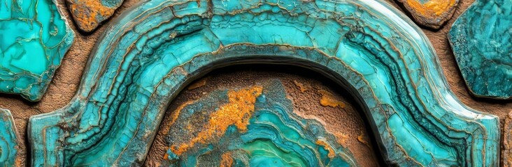 Poster - Abstract idea of flowing motion speed lines in medium spring green, teal green, and teal colors, ideal for a background or backdrop wallpaper