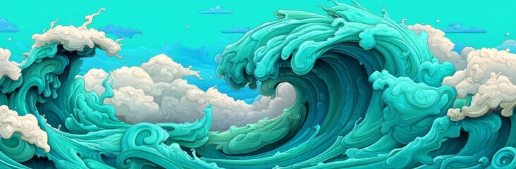Poster - good as wallpapercurved speed lines backdrop featuring dark cyan, medium turquoise, and very dark blue hues