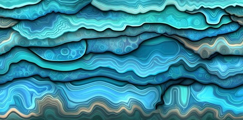 Poster - Futuristic design incorporating curved motion speed lines with shades of blue chill, powder blue, and dark slate gray, perfect for a background or wallpaper