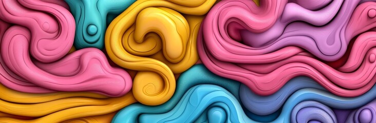 Poster - Horizontal abstract waves in medium sea green, yellow green, and forest green, ideal for texture, background, or wallpaper