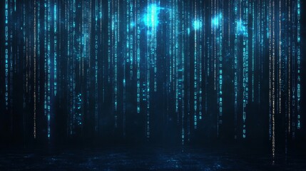 Poster - Computer generating graphics in a continuous loop with a binary code digital information technology backdrop