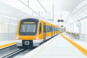 Leinwandbilder - Detailed illustration of a modern metro station showing trains and layout of underground public transport system. Generative AI
