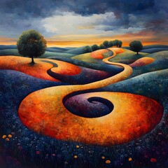 Wall Mural - a field of spiraling shapes that appear to move as you shift your gaze.
