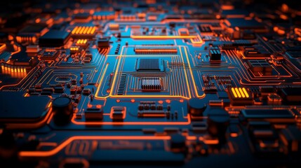 Poster - A contemporary 3D abstract background in digital style, ideal for depicting network functions, tech processes, digital data storage, scientific topics, and educational resources