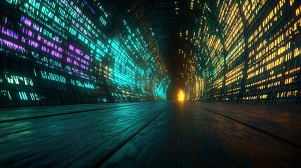 Poster - Geometric abstract design incorporating isometric digital blocks, representing the blockchain concept and modern tech. Contemporary illustration