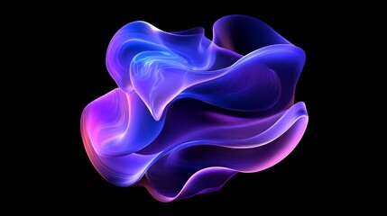 Poster - Vibrant abstract waves, a mix of purple and blue, set against a dark background