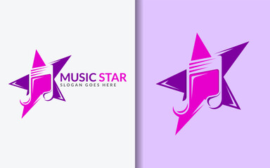 Aufkleber - Music Star Logo Design. Music Note Combined with Stylish Star Concept.