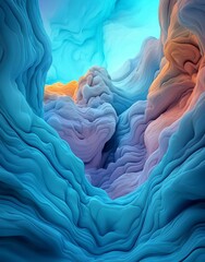 Poster - Abstract interlocked rings rendered in 3D on a blue background