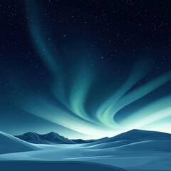 Poster - Majestic aurora borealis illuminating a serene snowy landscape at night in the Arctic. Generative AI