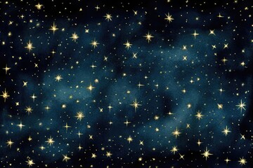 Wall Mural - starry night sky with bright glowing stars on dark blue background. christmas, new year celebration.