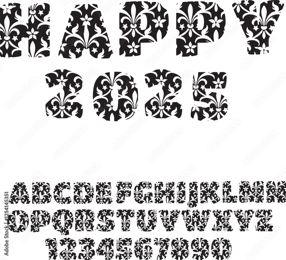 Happy New Year 2025 Ornamental Font: An elegant and intricate ...