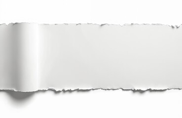 Fototapete - Torn white paper with ripped edges on white background. Blank light backdrop with copy space for message, notes or scrapbook design, cut out banner template.