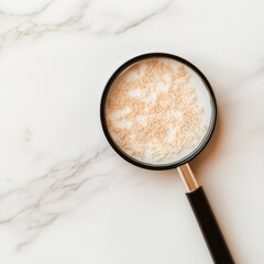 Fototapete - Magnifying glass revealing details of dry and flaky skin on a surface with smooth texture, showcasing skin texture intricacies. Generative AI