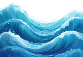 Aufkleber - Illustration of sea water wave. Blue, teal, turquoise colors. Happy cartoon wave for pool party or ocean beach travel. Wavy art banner background for text.