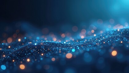 Aufkleber - Tech abstract blue background with interconnected dots and lines evokes cyberspace. Futuristic digital network visualization. Modern computer scientific illustration with blurry light bokeh.