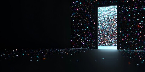 Poster - Sparkling Doorway to Cosmic Room, Digital Art