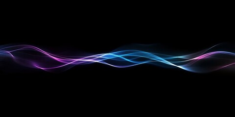 Aufkleber - Abstract flowing light waves, dark background, digital art, website banner