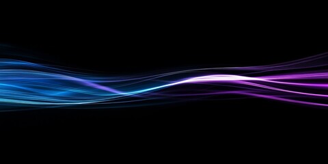 Fototapete - Abstract blue purple wave flowing dark background design