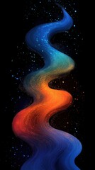 Wall Mural - Vivid swirling cosmic light trail with blue and orange particles on black