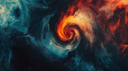 Wall Mural - Fiery cosmic vortex swirling in space with dynamic nebula clouds